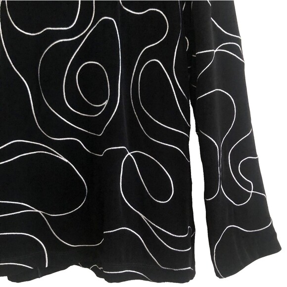 Chicos Travelers Jacket Womens Sz 3 XL Button Front Black White Embroidery Art - Picture 10 of 14